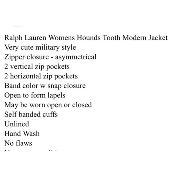 Ralph Lauren Women Jacket size P/M Hounds Tooth - Picture 9 of 10